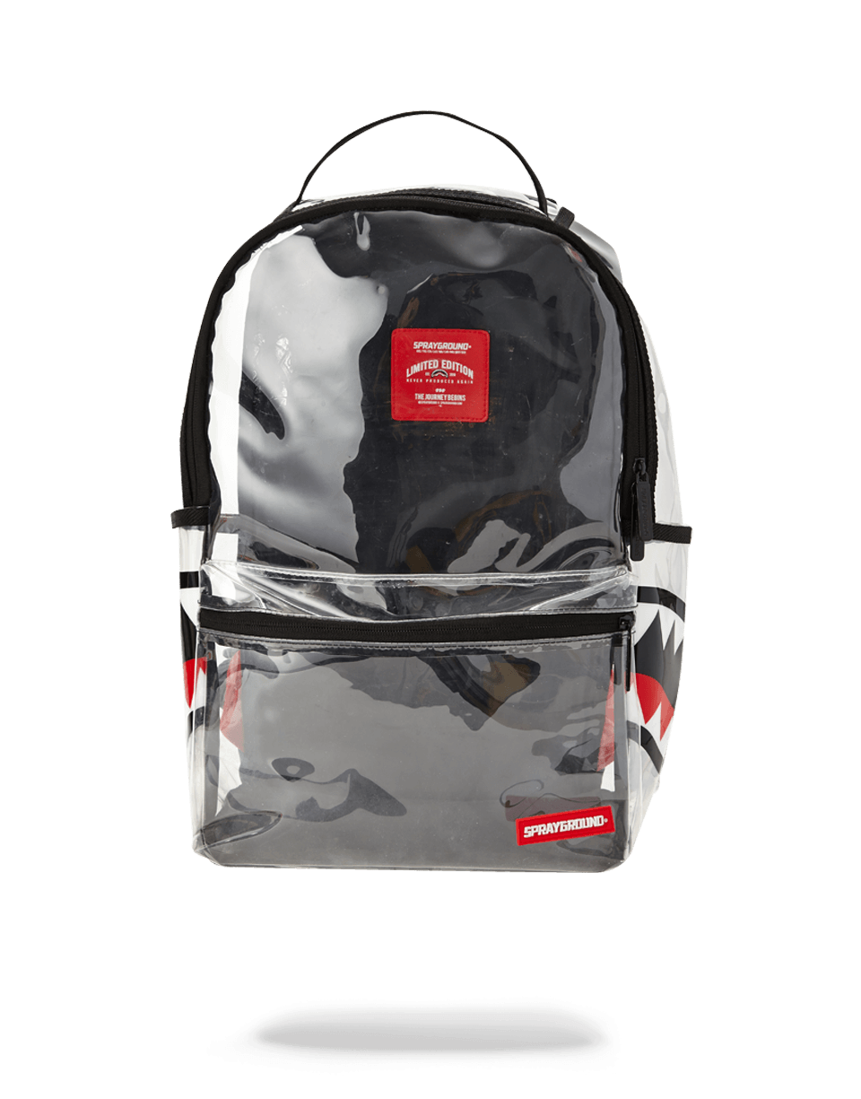 SPRAYGROUND 20/20 VISION DOUBLE CARGO SIDE SHARK CLEAR BACKPACK