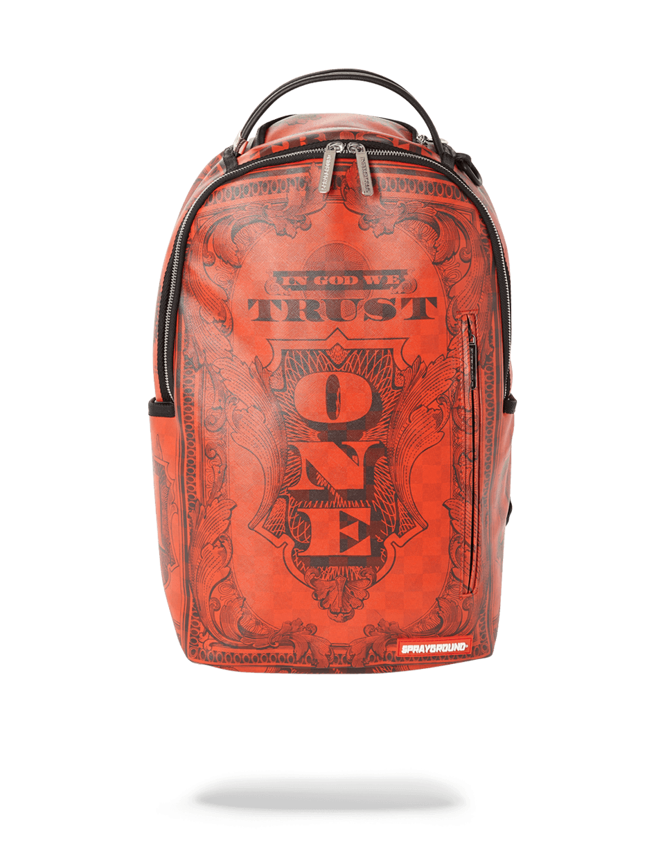 SPRAYGROUND IN GOD WE TRUST RED BACKPACK (ONE OF ONE)