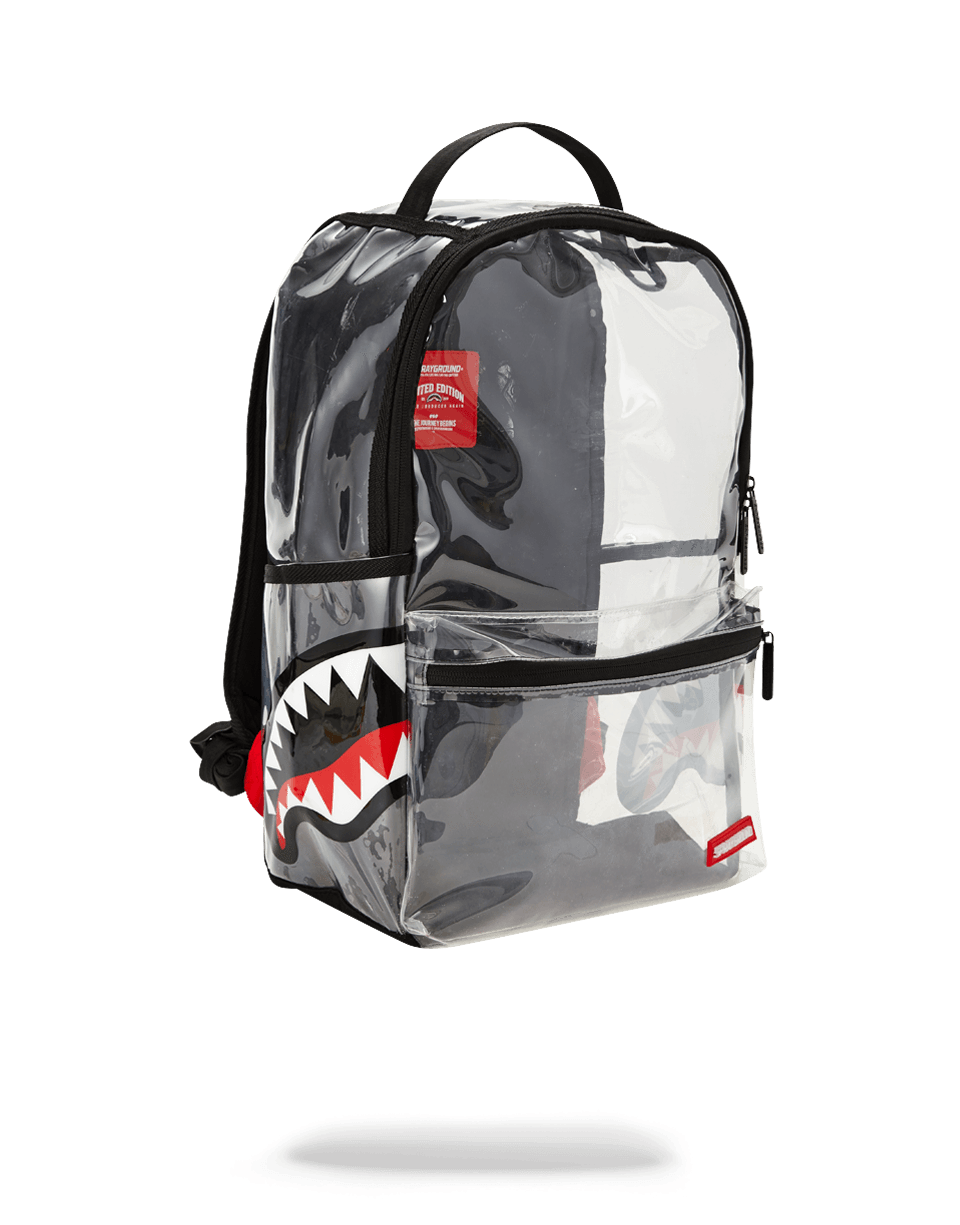 SPRAYGROUND 20/20 VISION DOUBLE CARGO SIDE SHARK CLEAR BACKPACK