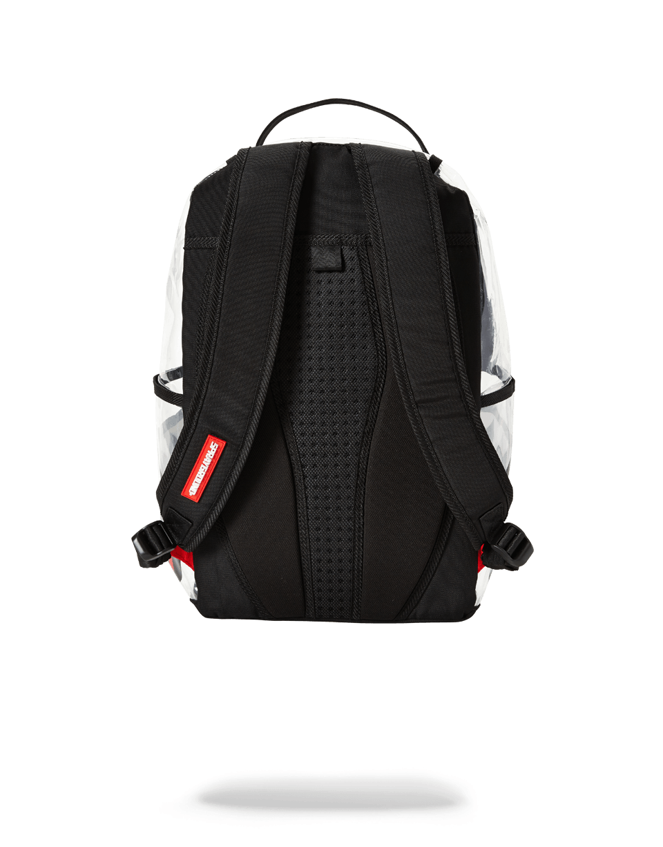 SPRAYGROUND 20/20 VISION DOUBLE CARGO SIDE SHARK CLEAR BACKPACK