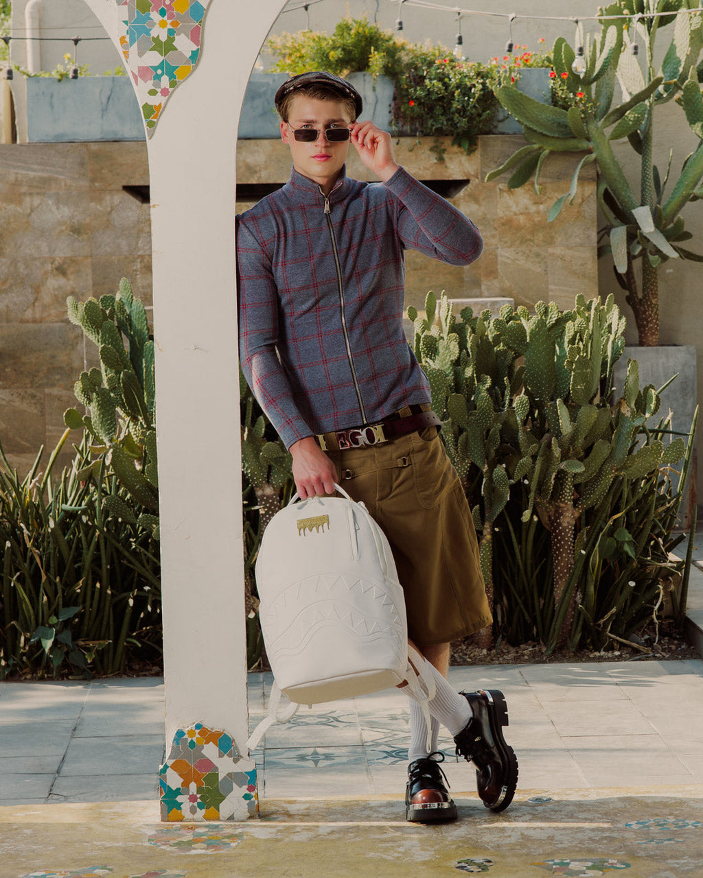 SPRAYGROUND GOLD BRICK LUXE WHITE BACKPACK