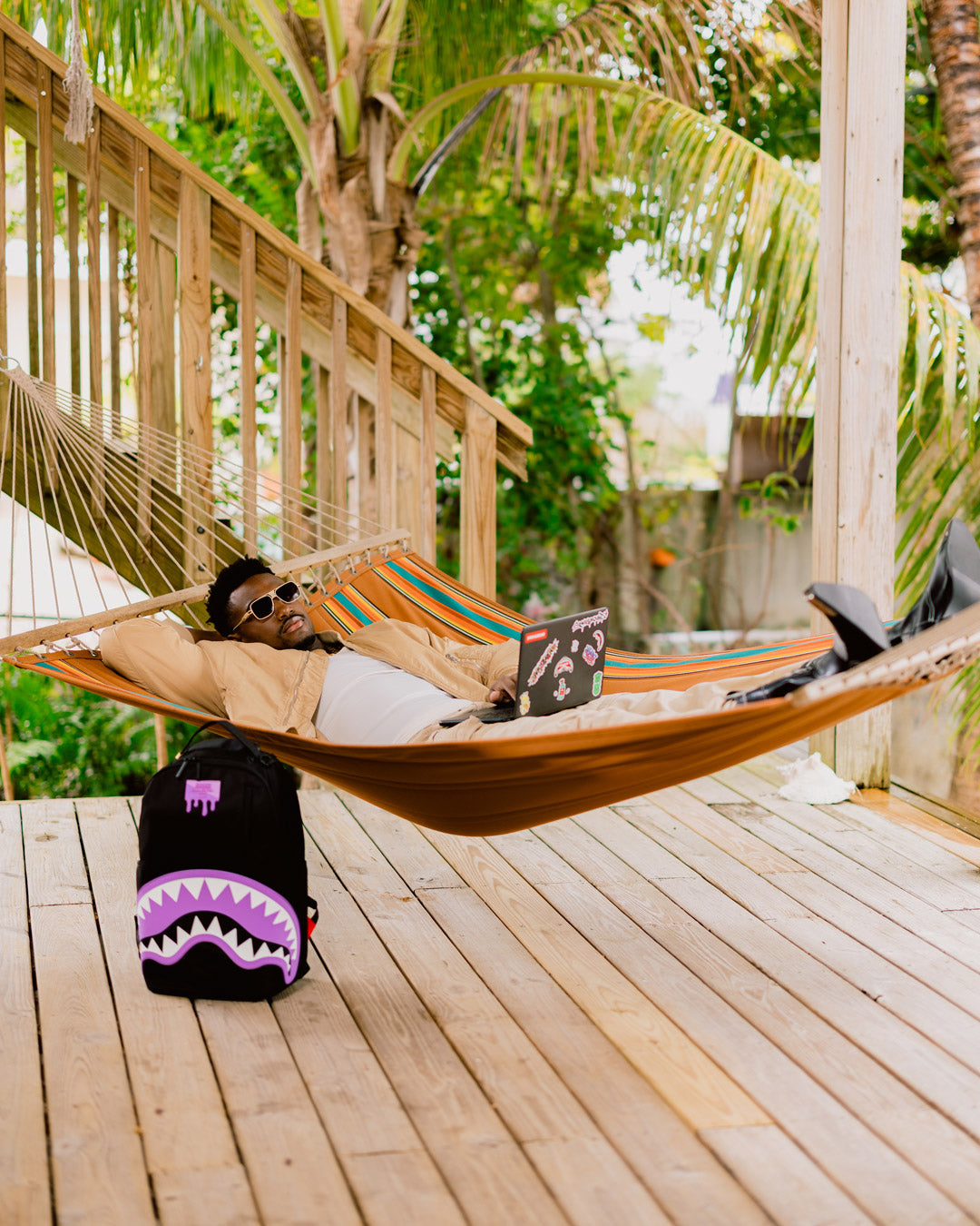 SPRAYGROUND SHARK CENTRAL PASSPORT (PURPLE) BACKPACK