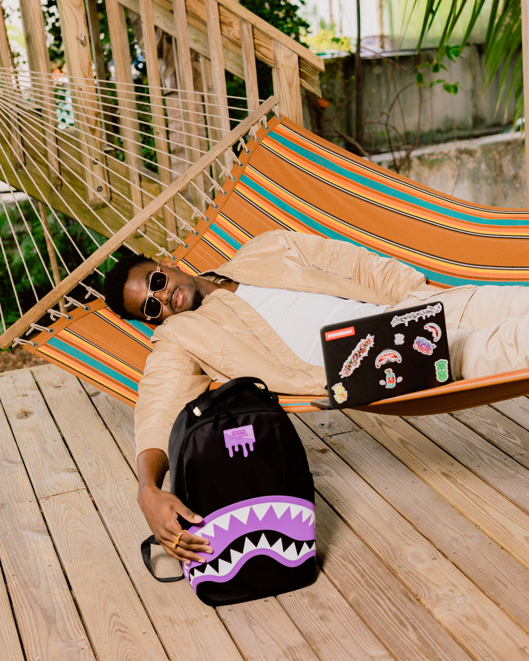 SPRAYGROUND SHARK CENTRAL PASSPORT (PURPLE) BACKPACK