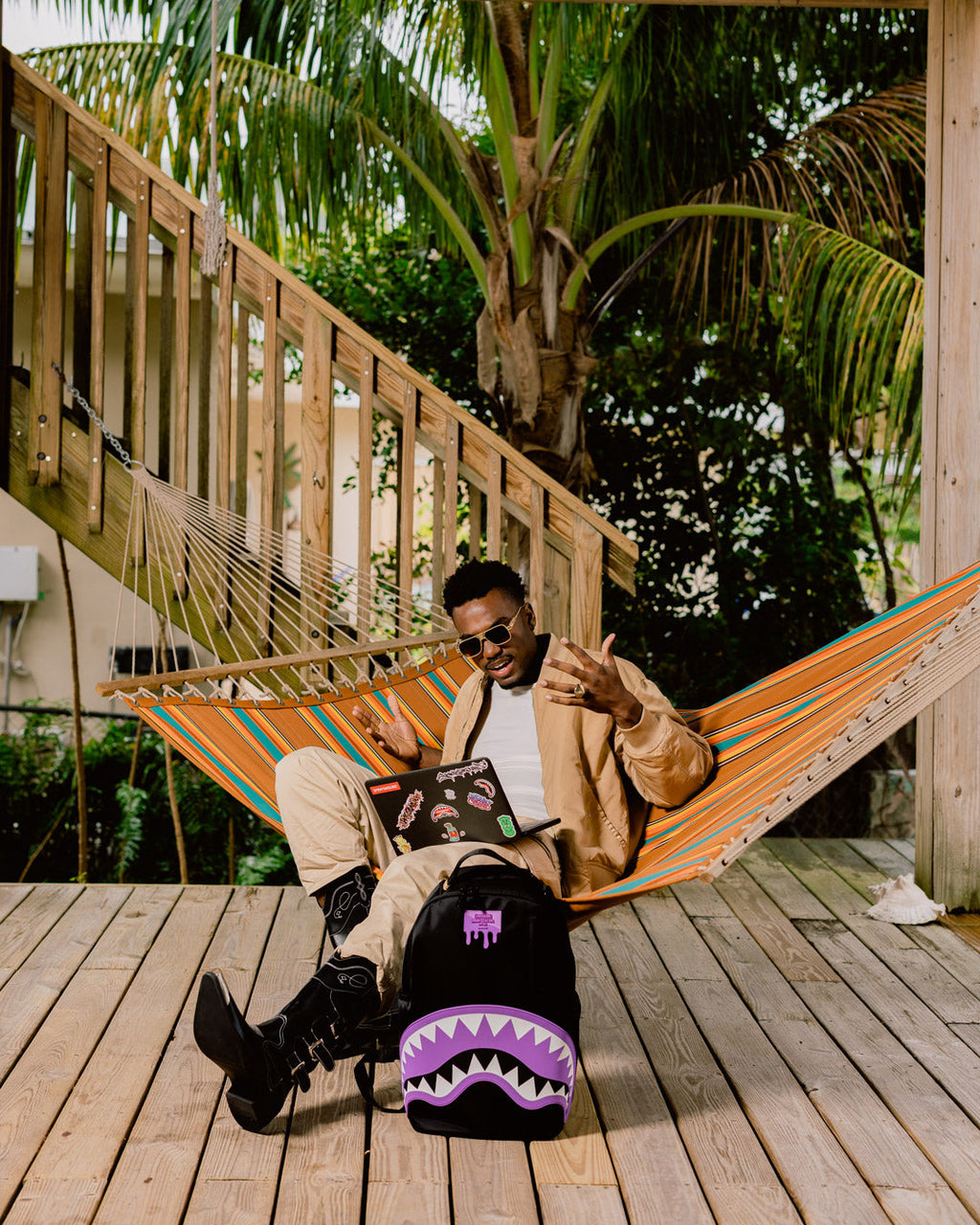 SPRAYGROUND SHARK CENTRAL PASSPORT (PURPLE) BACKPACK