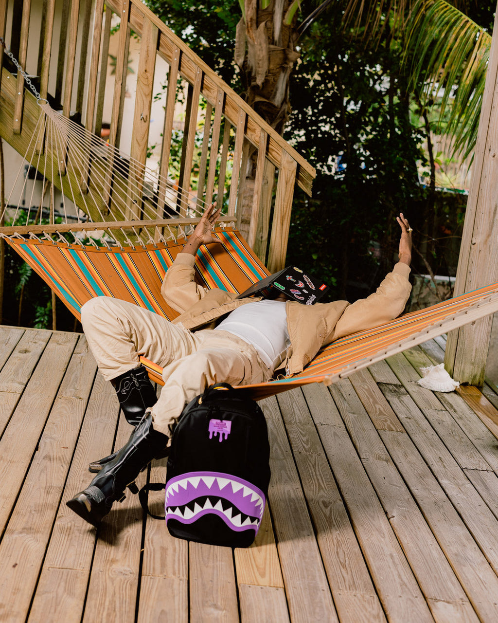 SPRAYGROUND SHARK CENTRAL PASSPORT (PURPLE) BACKPACK