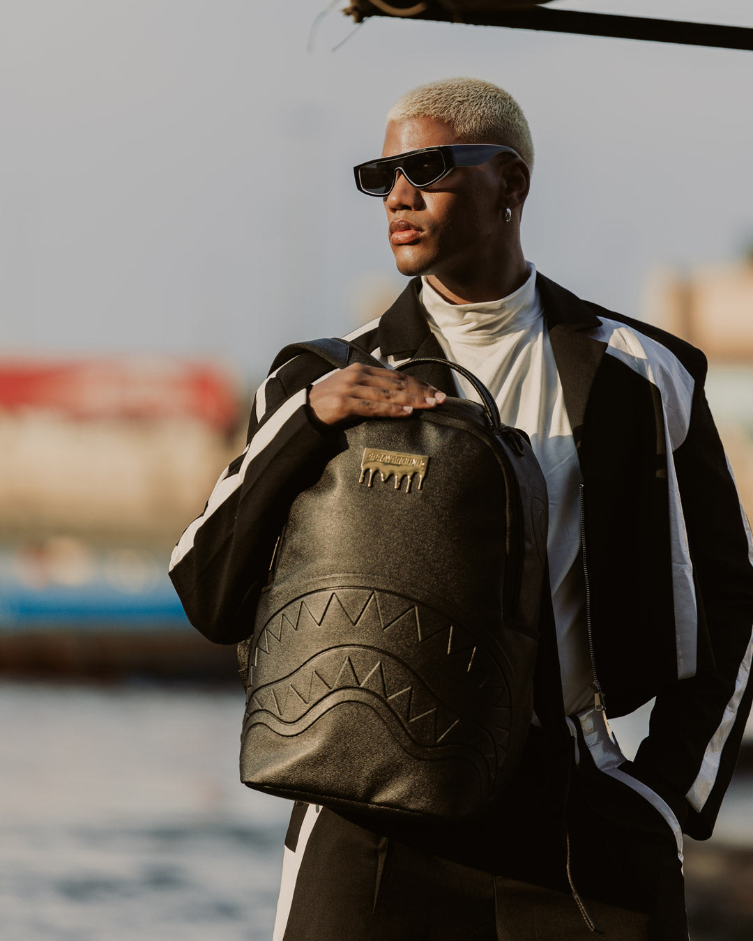 SPRAYGROUND GOLD BRICK DRIP BLACK BACKPACK