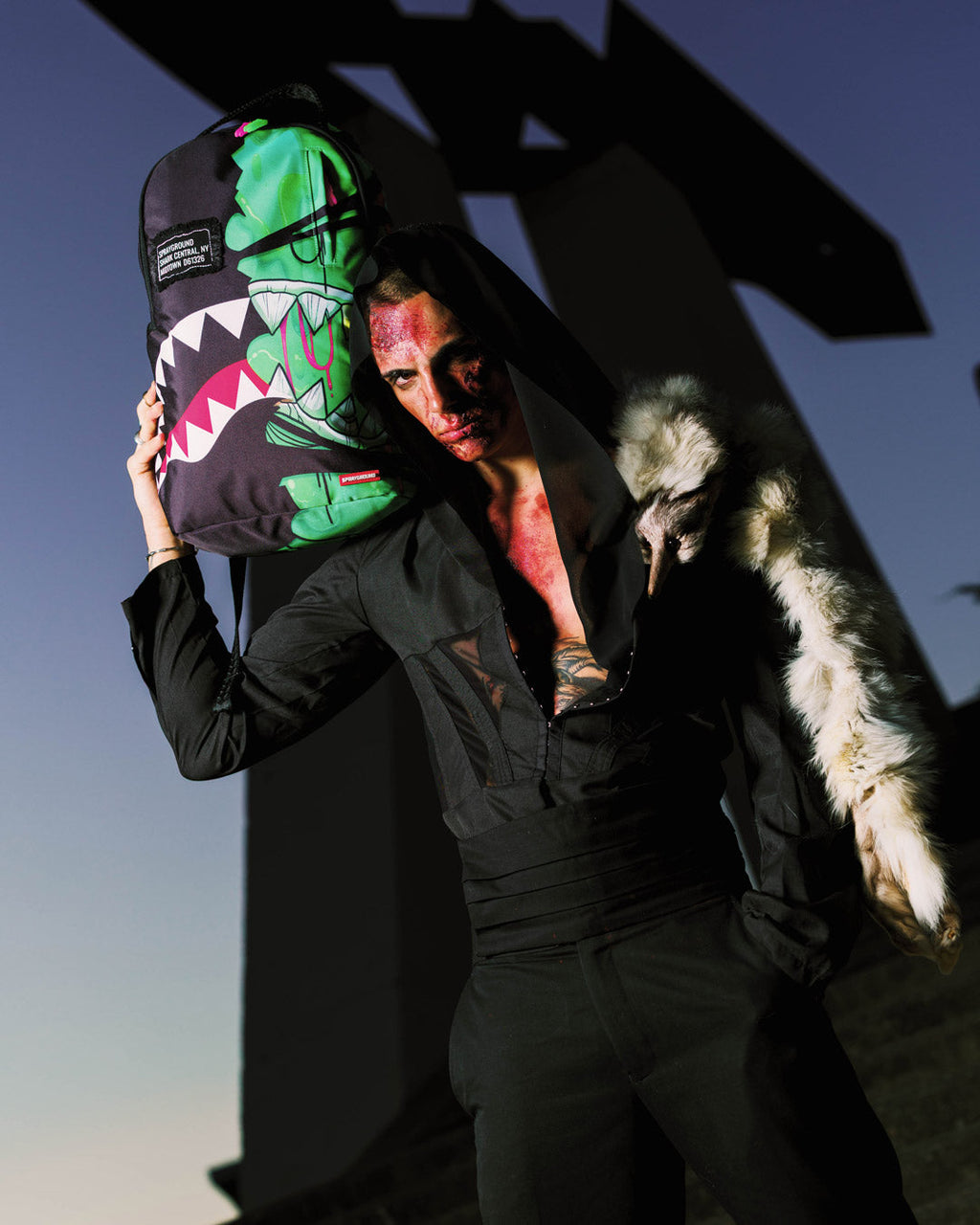 SPRAYGROUND ZOMBIE OOZE SHARK CENTRAL BACKPACK