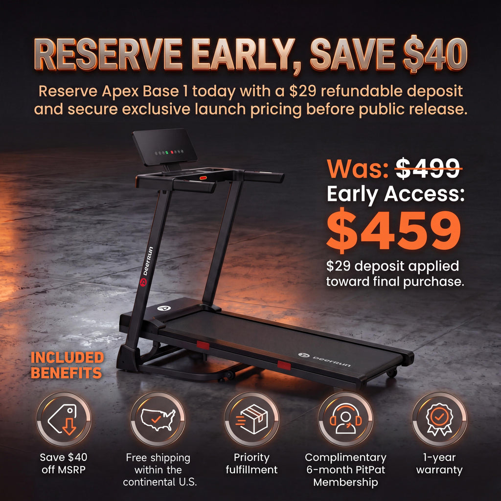 DeerRun Apex Base 1 Stronger Cardio 15% Auto Incline Treadmill