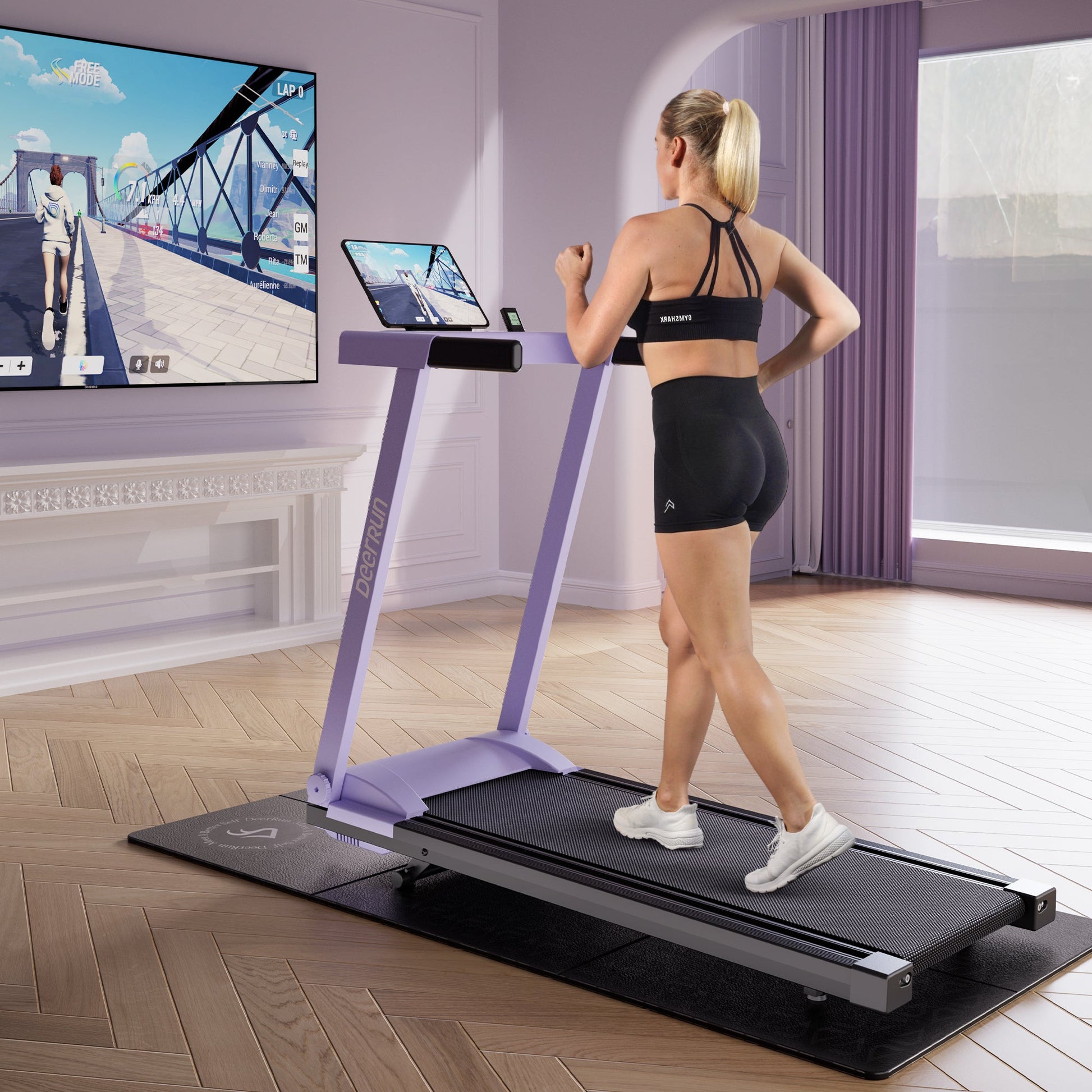 DeerRun All-New 2026 A1 Pro Move+  6% Incline Foldable Treadmill——Upgraded Chip & NFC Support | 350 lbs, 10 mph Dreamy Violet