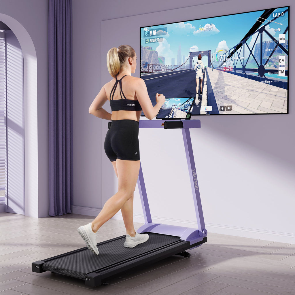 DeerRun All-New 2026 A1 Pro Move+  6% Incline Foldable Treadmill——Upgraded Chip & NFC Support | 350 lbs, 10 mph Dreamy Violet