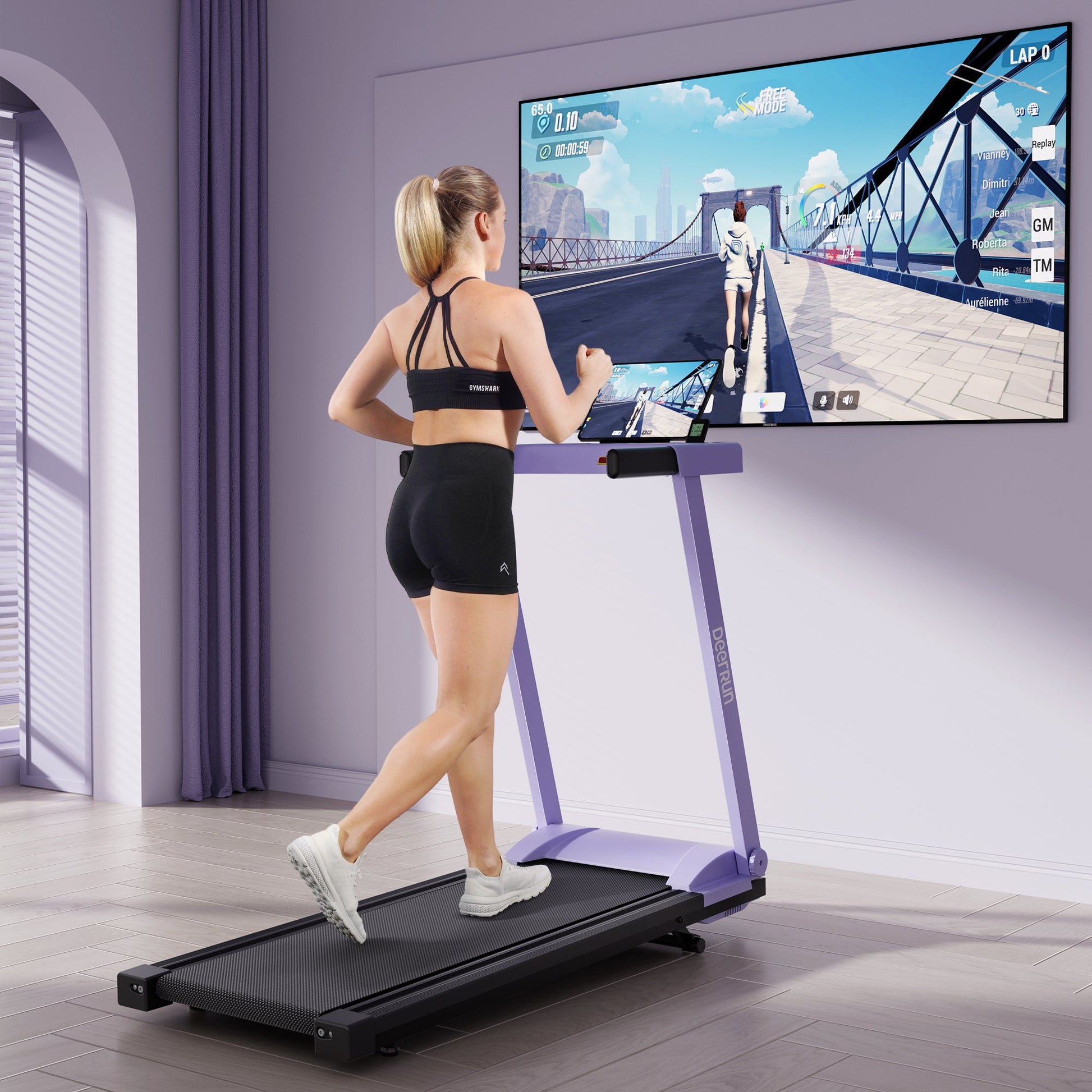 DeerRun All-New 2026 A1 Pro Move+  6% Incline Foldable Treadmill——Upgraded Chip & NFC Support | 350 lbs, 10 mph Dreamy Violet