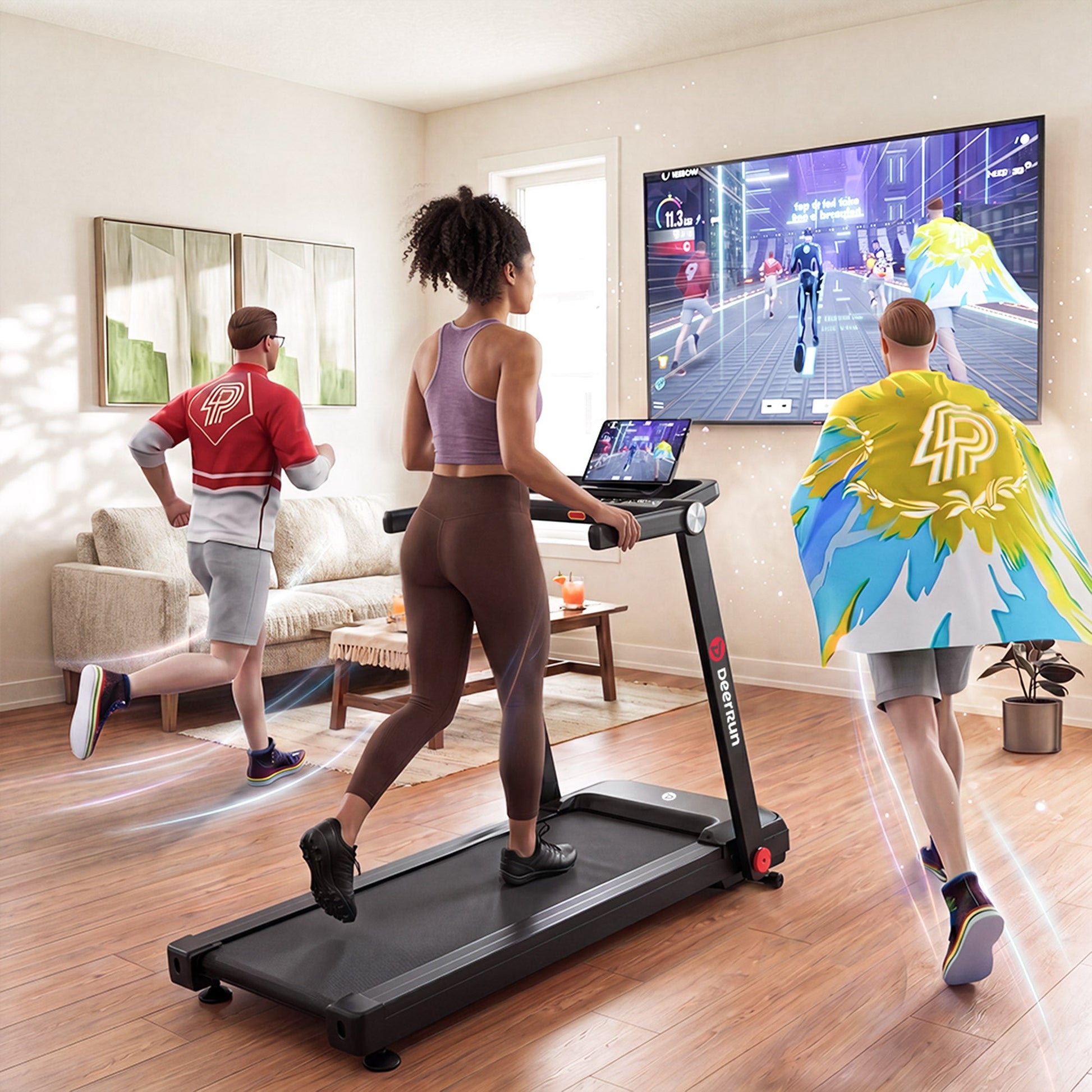DeerRun Apex Flow 1 Foldable 15% Auto Incline Treadmill for Steady Home Running