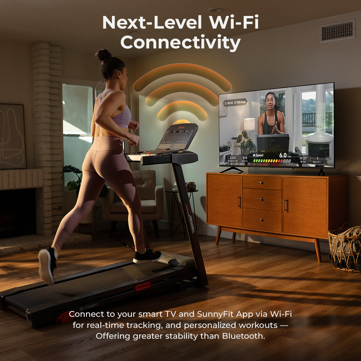 Sunny Health & Fitness Active 300 Smart Manual Incline Wi-Fi Treadmill