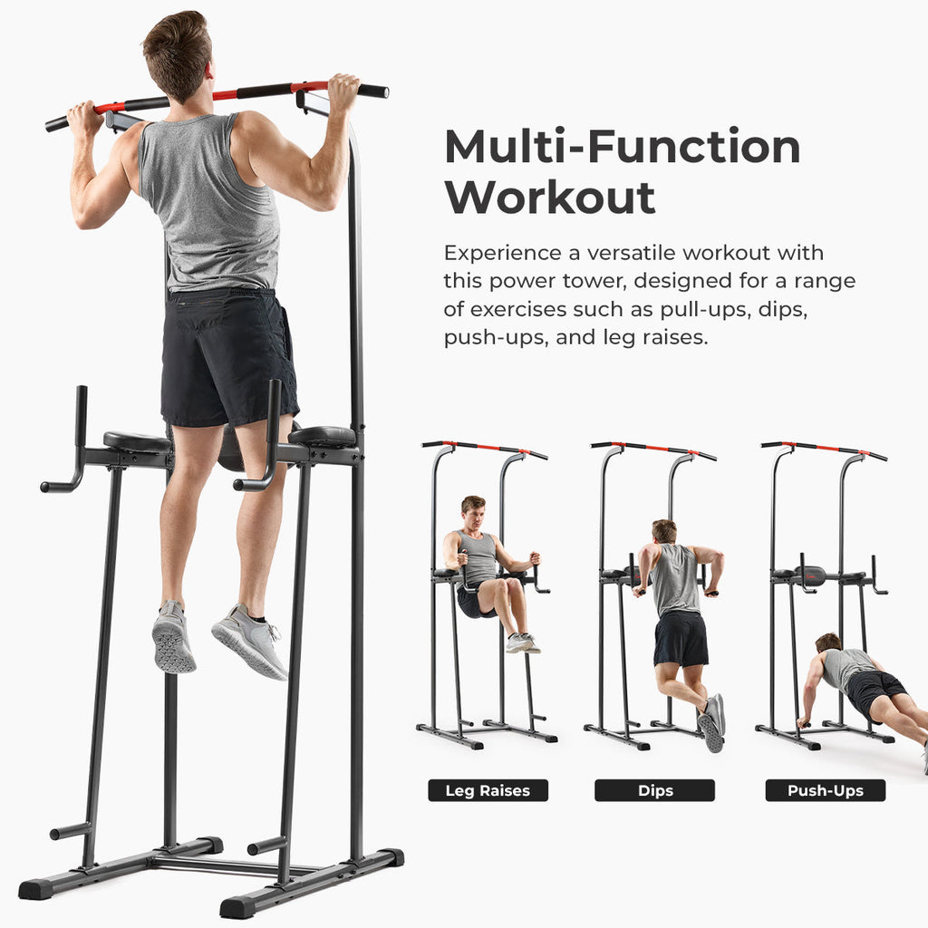 Sunny Health & Fitness Multi-Function Power Tower with Dip Station and Pull Up Bar