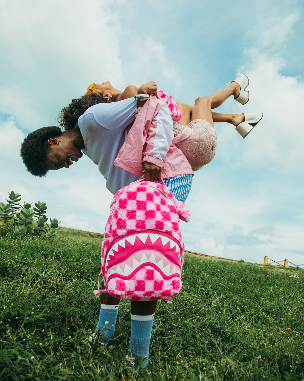 SPRAYGROUND FURZILLA SHARK (PINK CHECK) BACKPACK