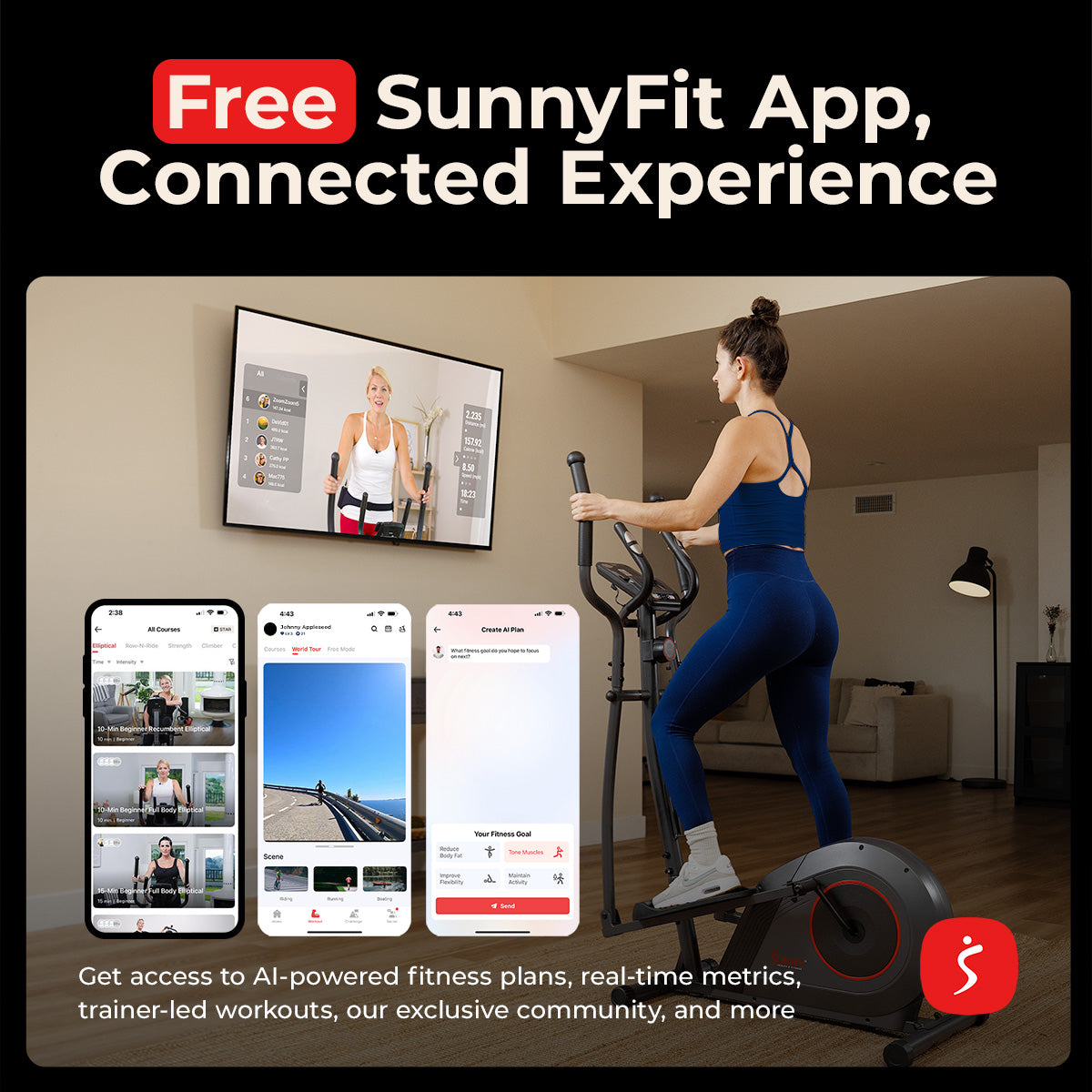 Sunny Health & Fitness 16-Level Smart Magnetic Resistance Elliptical