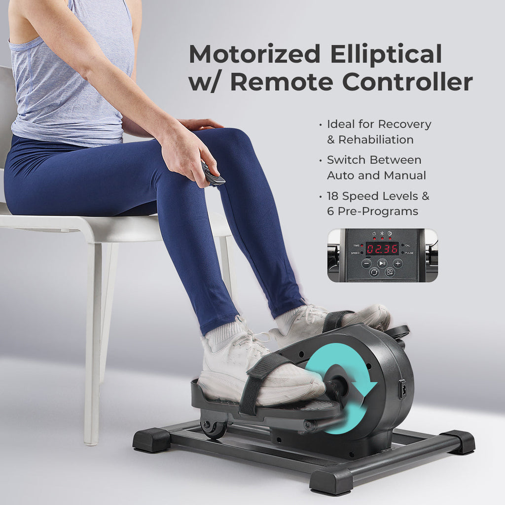 Sunny Health & Fitness Motorized Mini Elliptical with 18-Levels Speed