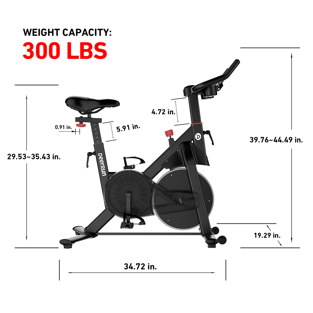 DeerRun S500 Pro King Size Indoor Exercise Bike for Tall Riders 32 Magnetic Adjustable Resistance, LED Screen