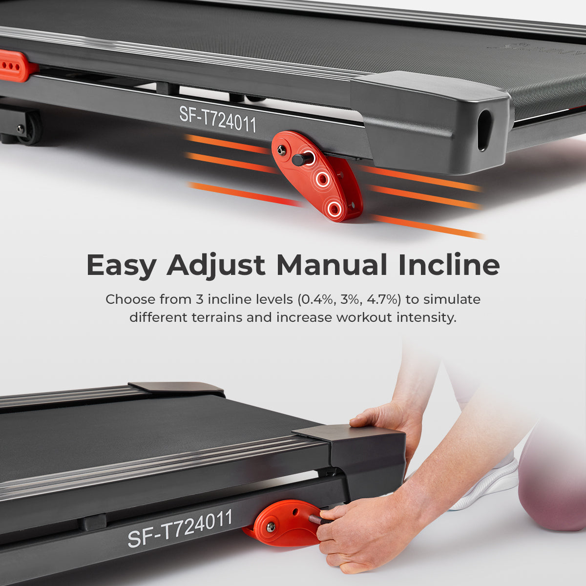 Sunny Health & Fitness Active 300 Smart Manual Incline Wi-Fi Treadmill