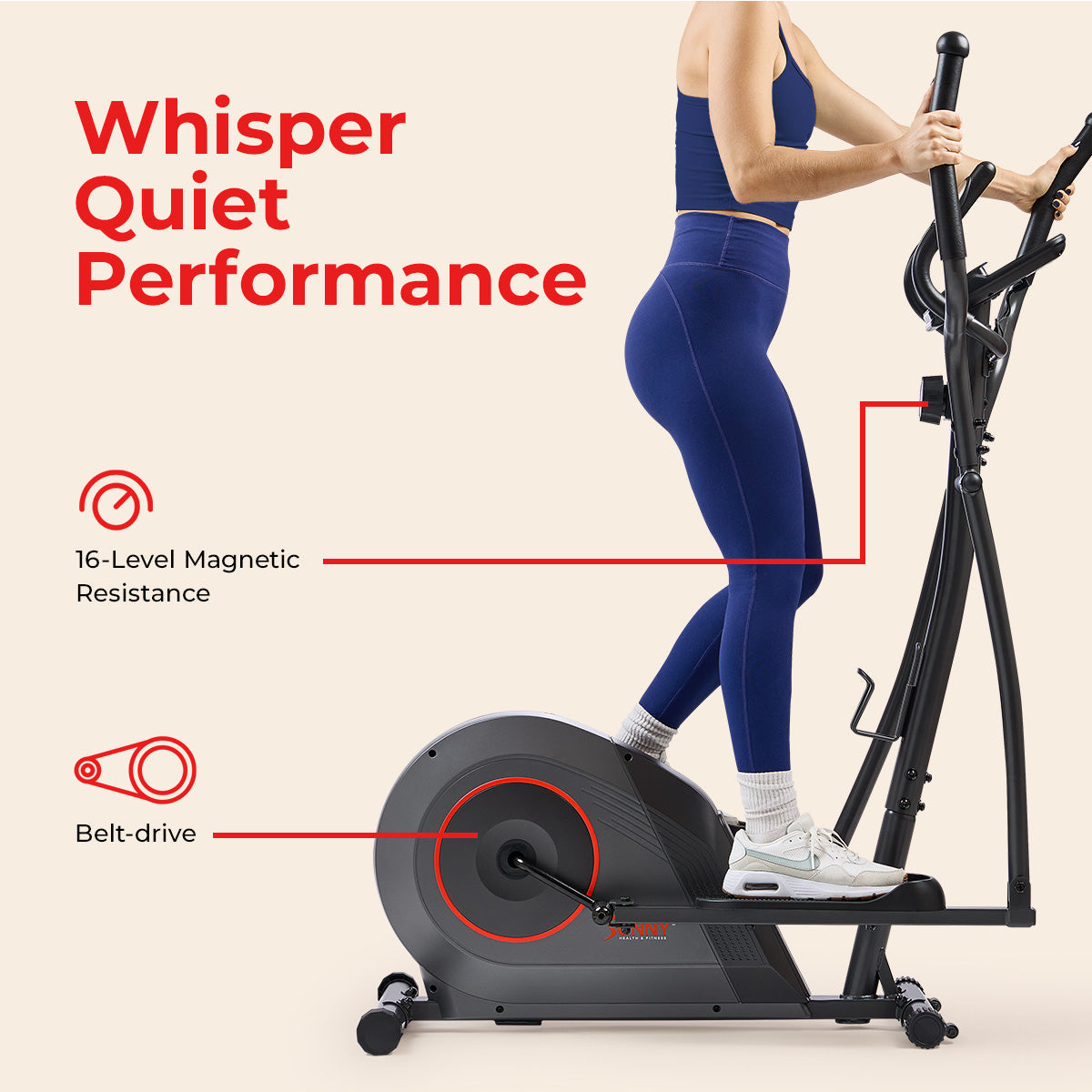 Sunny Health & Fitness 16-Level Smart Magnetic Resistance Elliptical