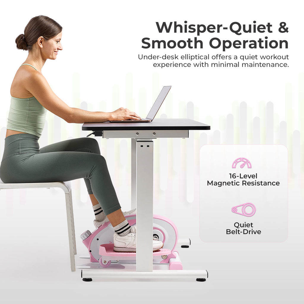 Sunny Health & Fitness Smart Under Desk Mini Elliptical Exercise Trainer