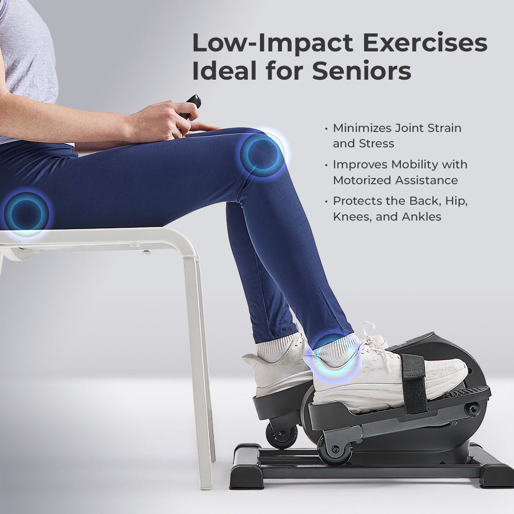 Sunny Health & Fitness Motorized Mini Elliptical with 18-Levels Speed