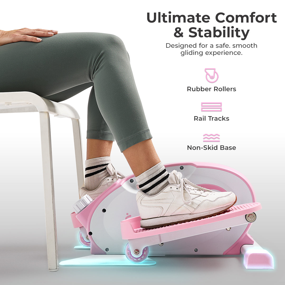 Sunny Health & Fitness Smart Under Desk Mini Elliptical Exercise Trainer
