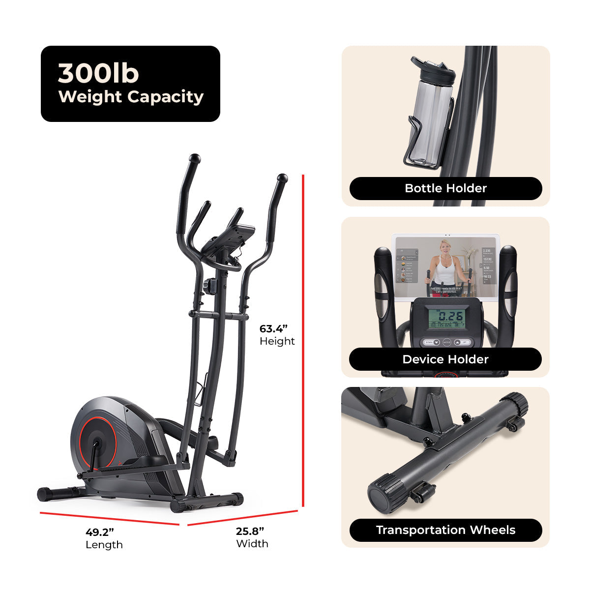 Sunny Health & Fitness 16-Level Smart Magnetic Resistance Elliptical