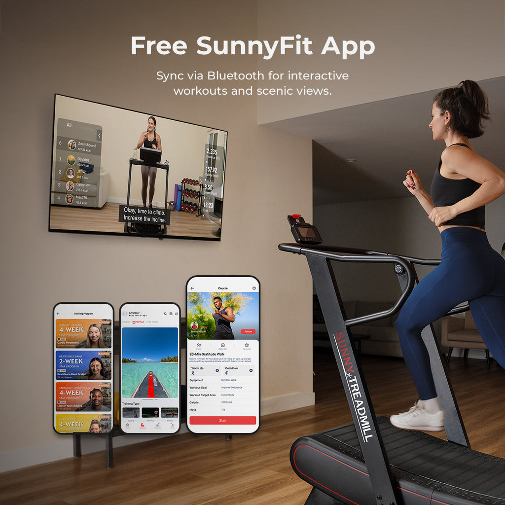 Sunny Health & Fitness Smart Ultra Manual Treadmill with 8 Levels Magnetic Resistance