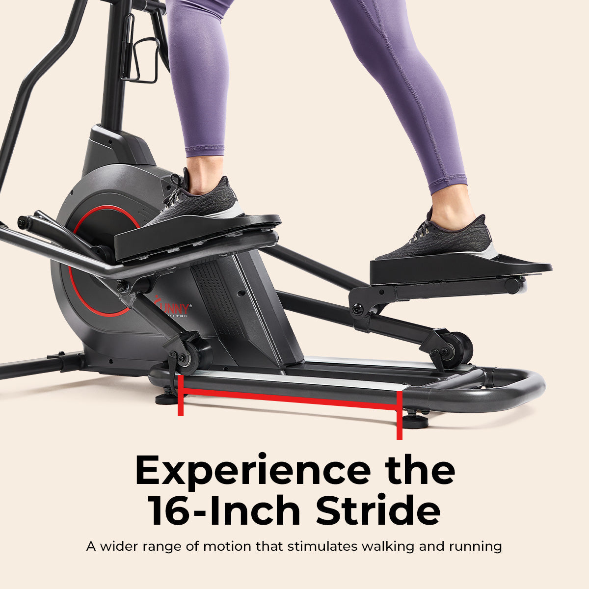 Sunny Health & Fitness Ultra Silent Smart Elliptical Exerciser with 16” Long Stride Training Machine