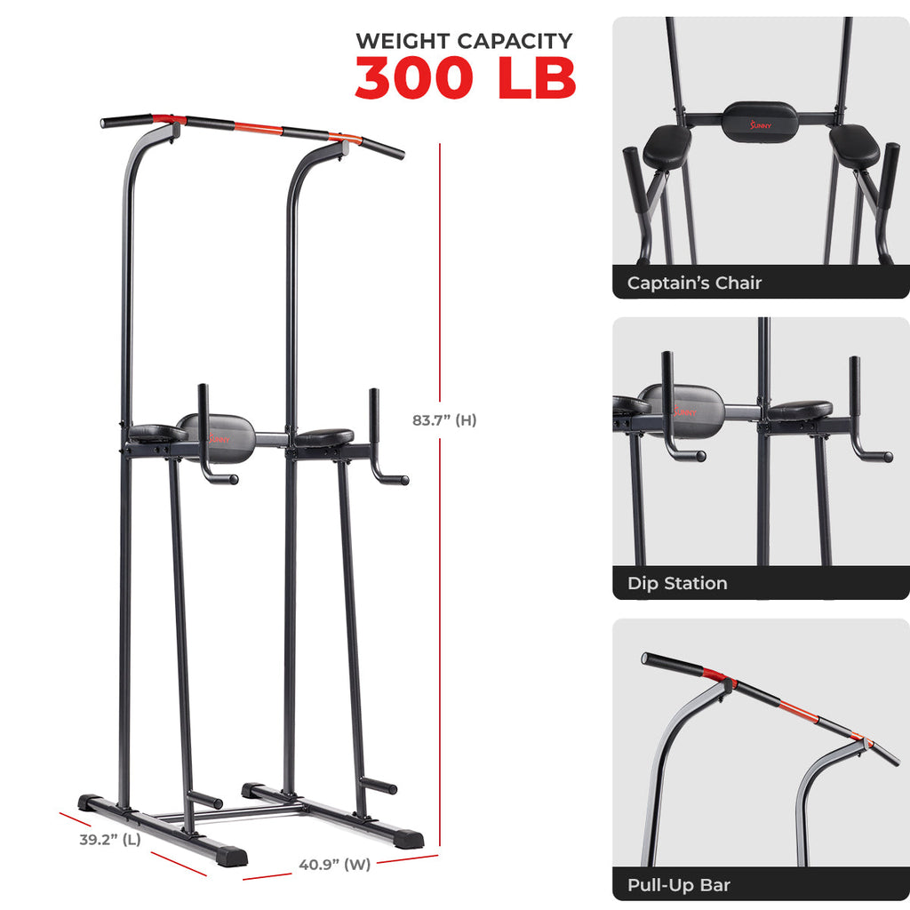 Sunny Health & Fitness Multi-Function Power Tower with Dip Station and Pull Up Bar