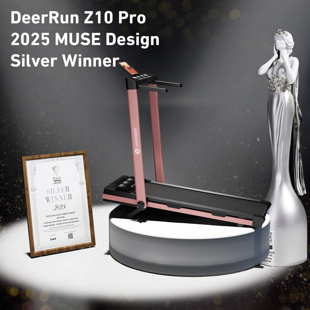 DeerRun Z10 Pro Muse Type 2 in 1 Foldable Treadmill with Remote Control, 12% Auto Incline, Pink