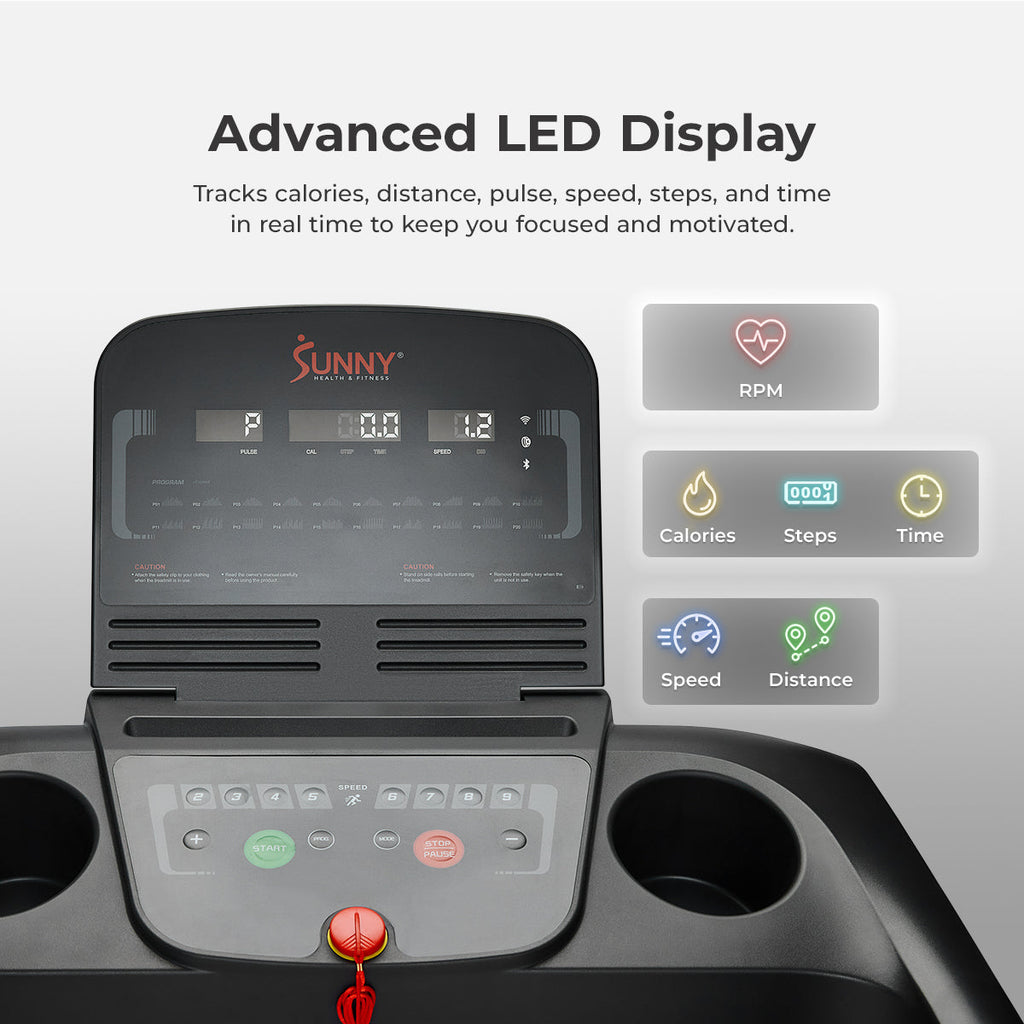Sunny Health & Fitness Active 300 Smart Manual Incline Wi-Fi Treadmill