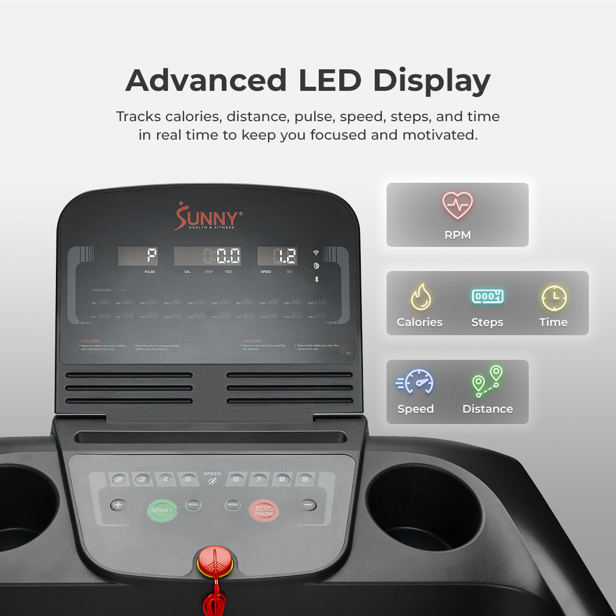 Sunny Health & Fitness Active 300 Smart Manual Incline Wi-Fi Treadmill