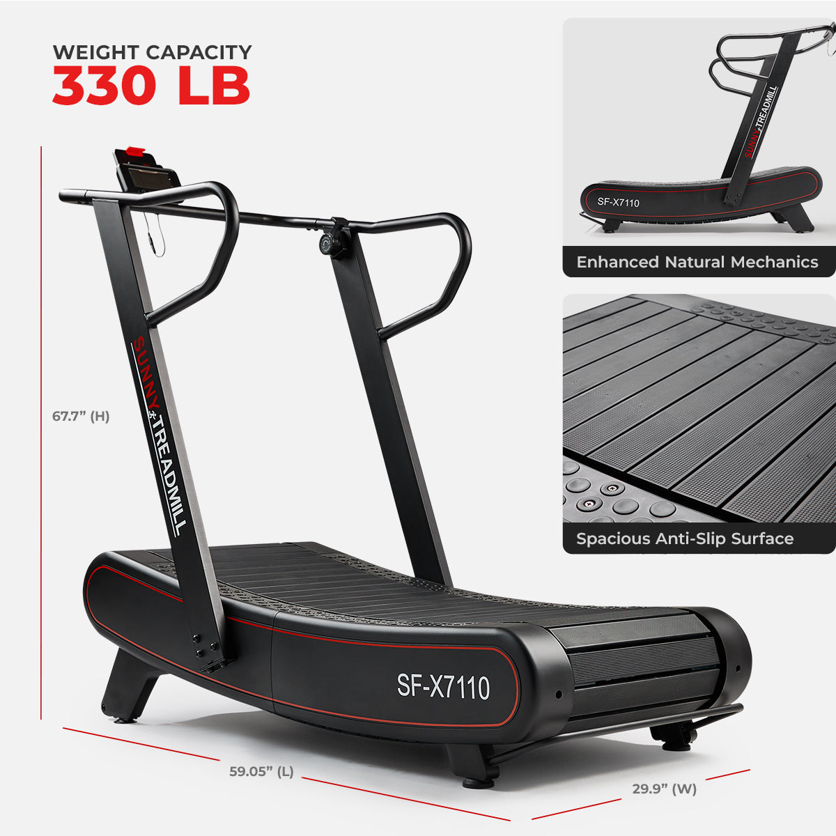 Sunny Health & Fitness Smart Ultra Manual Treadmill with 8 Levels Magnetic Resistance