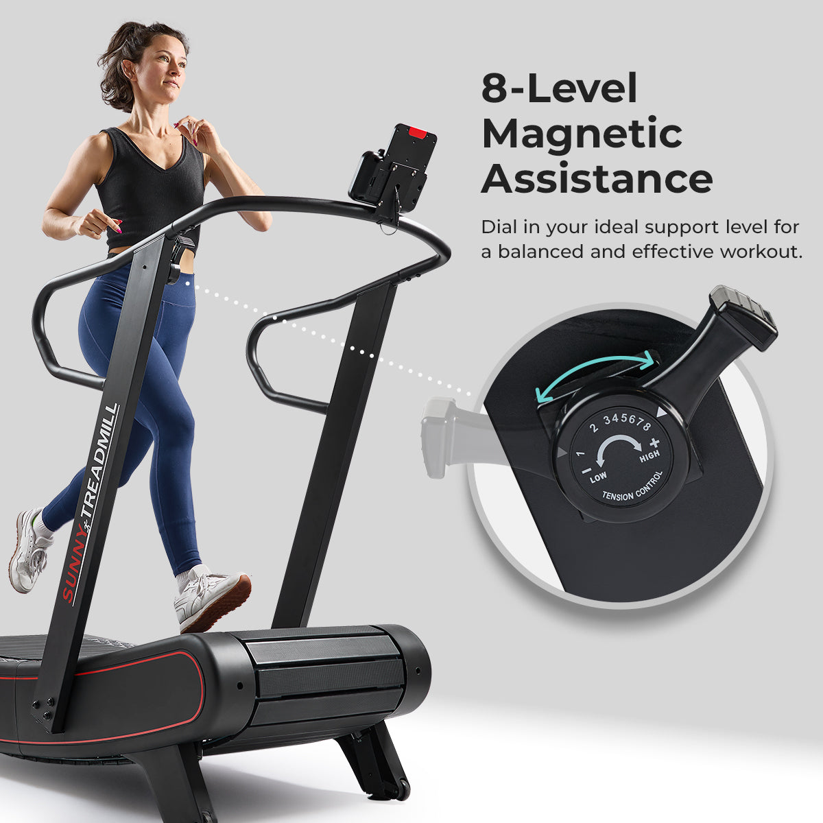 Sunny Health & Fitness Smart Ultra Manual Treadmill with 8 Levels Magnetic Resistance