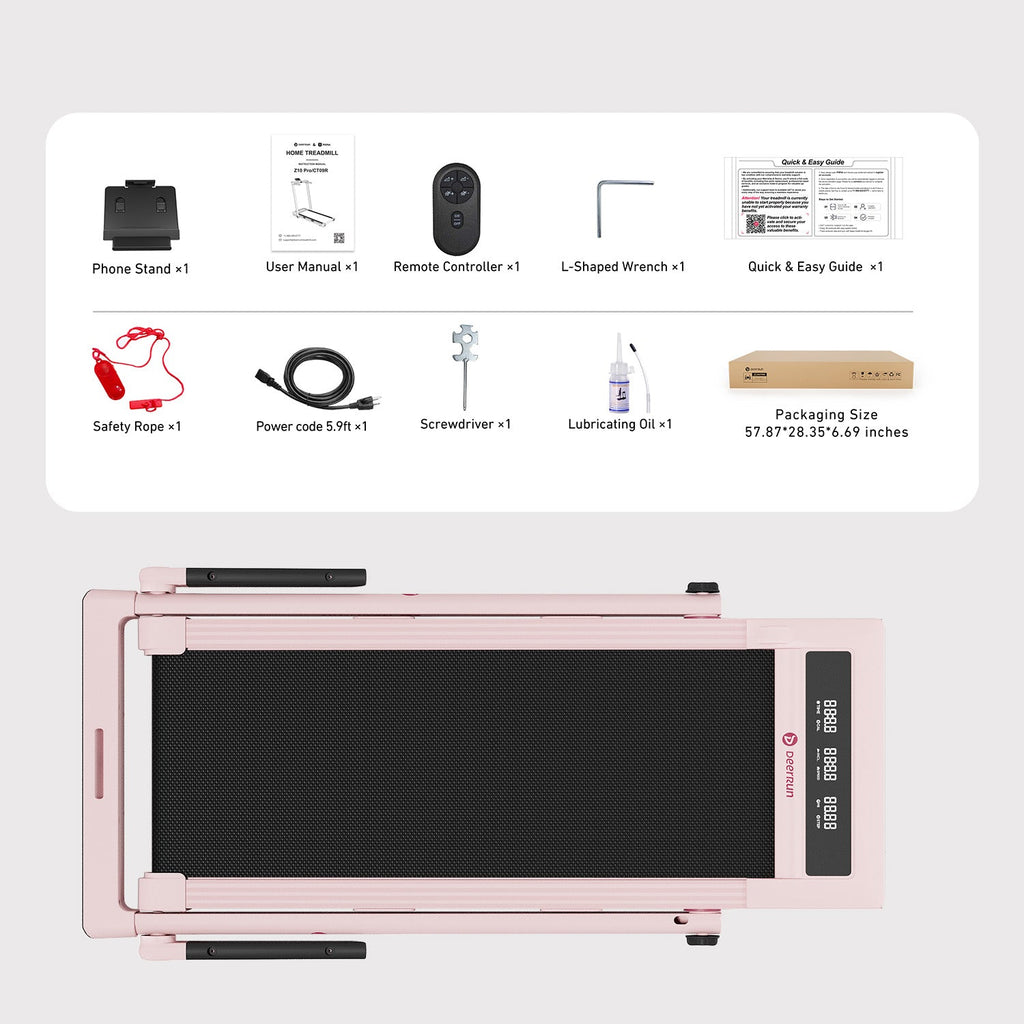 DeerRun Z10 Pro Rose Pink | 12% Auto Incline Treadmill