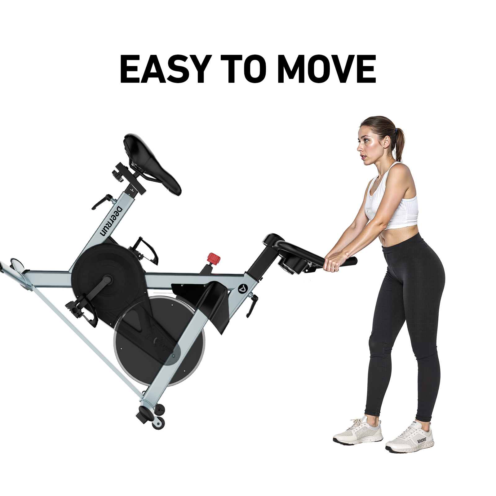 DeerRun S500 Pro King Size Indoor Exercise Bike for Tall Riders 32 Magnetic Adjustable Resistance, LED Screen, Silver