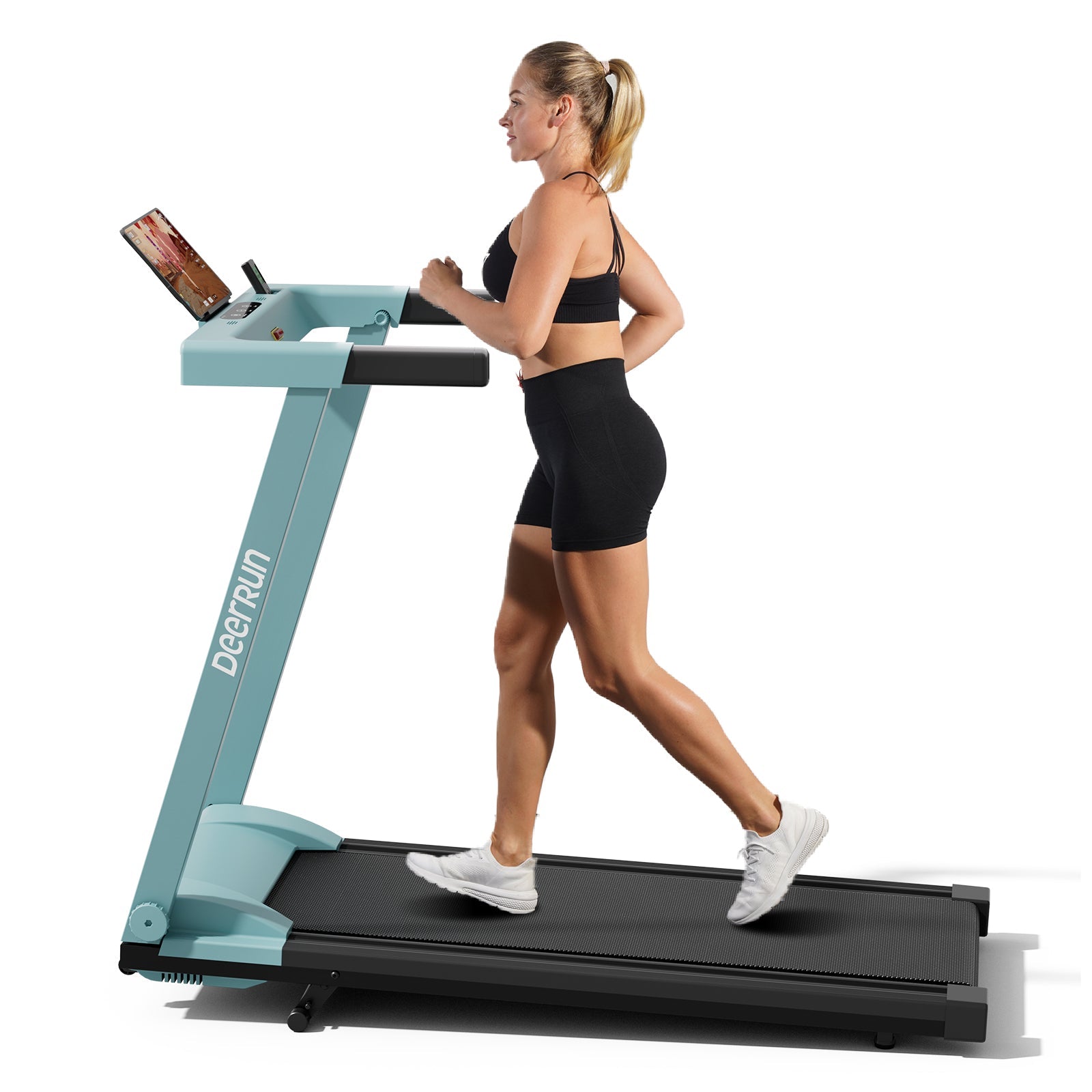 DeerRun All-New 2026 A1 Pro Move+ 6% Incline Foldable Treadmill——Upgraded Chip & NFC Support | 350 lbs, 10 mph Mint Green