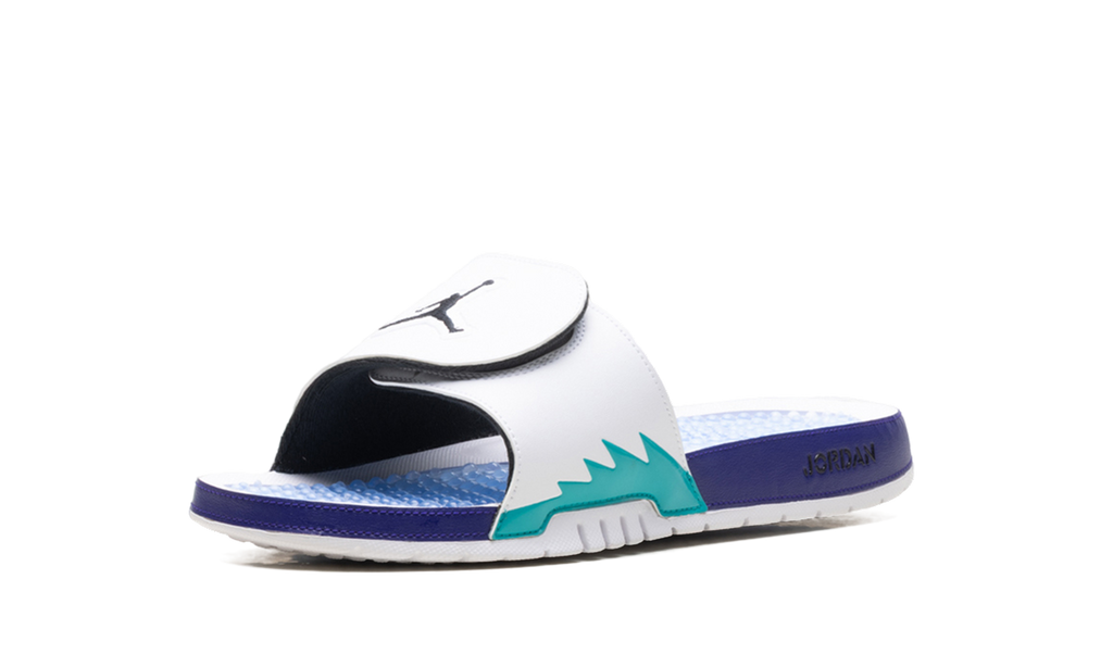 Jordan Hydro 5 Retro Slide "White New Emerald Grape Ice Black" 555501 103