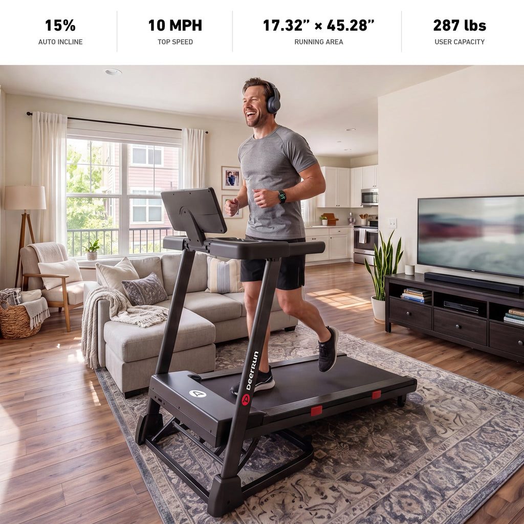 DeerRun Apex Base 1 Stronger Cardio 15% Auto Incline Treadmill