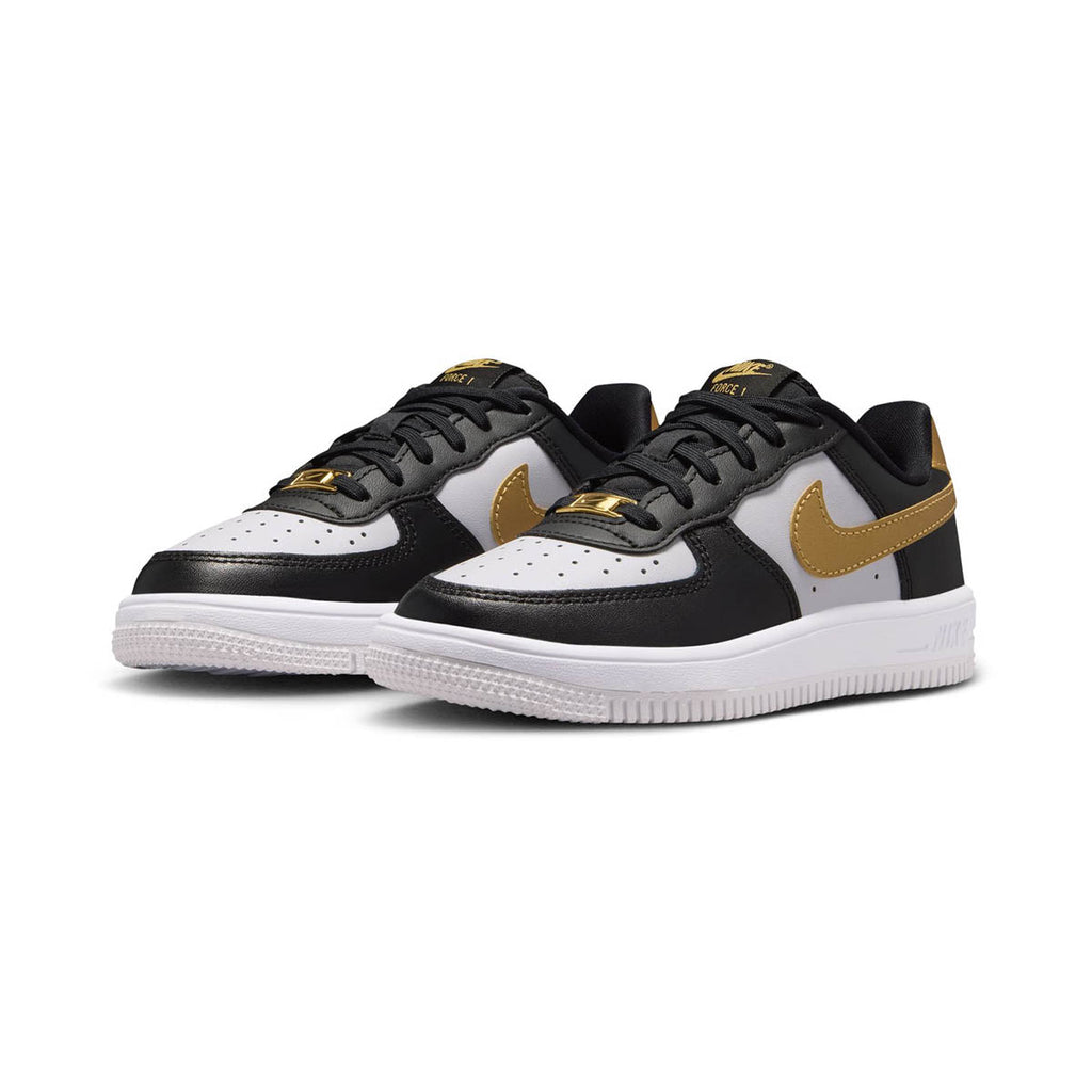 Nike Force 1 Low 'Black White Metallic Gold' Little Kids' Shoes