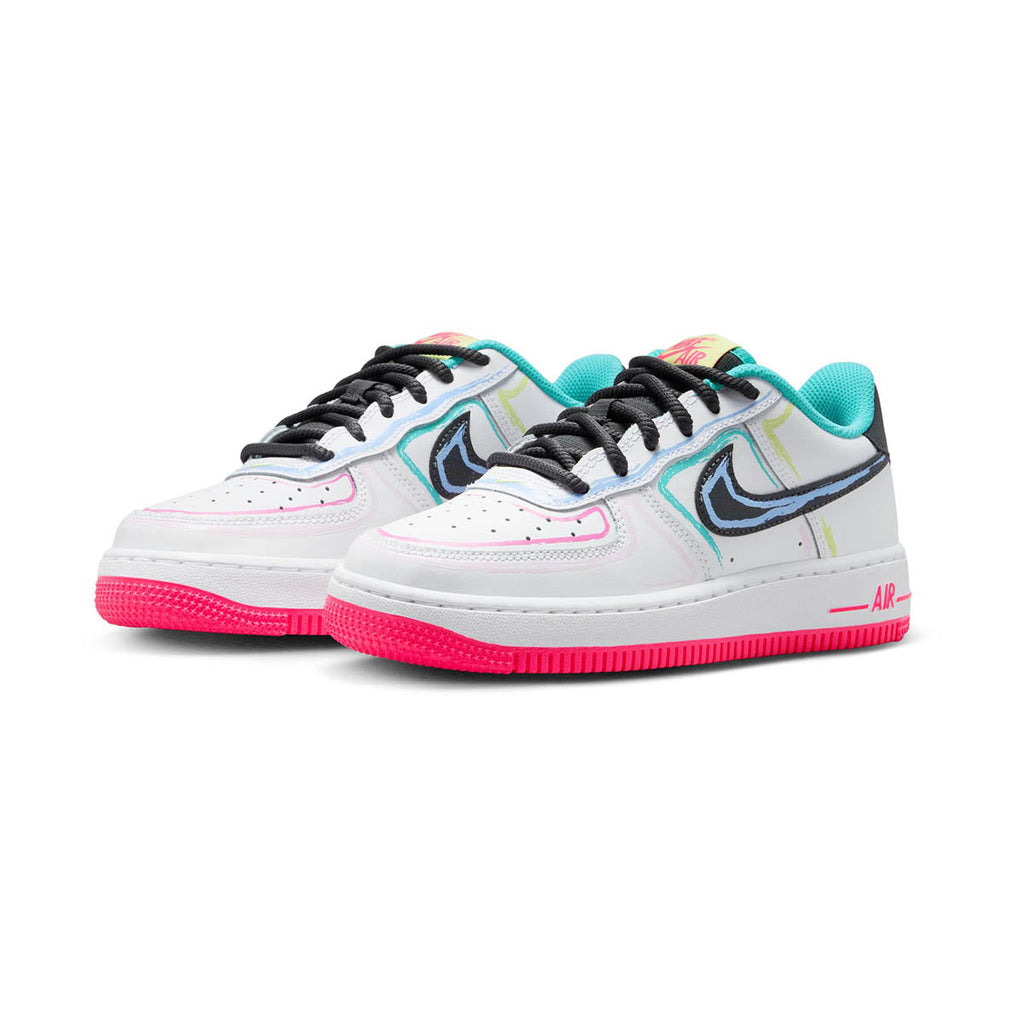 Nike Air Force 1 'White Hyper Pink Dusty Cactus' Big Kids' Shoes