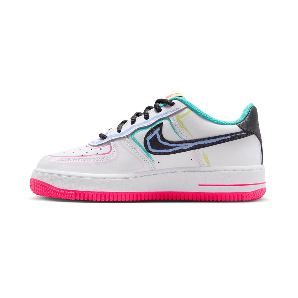 Nike Air Force 1 'White Hyper Pink Dusty Cactus' Big Kids' Shoes