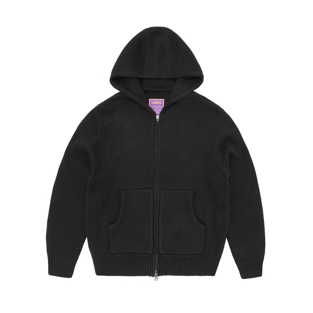 Corteiz ALCATRAZ HEAVY KNIT ZIP HOODIE [BLACK] CRTZRTW