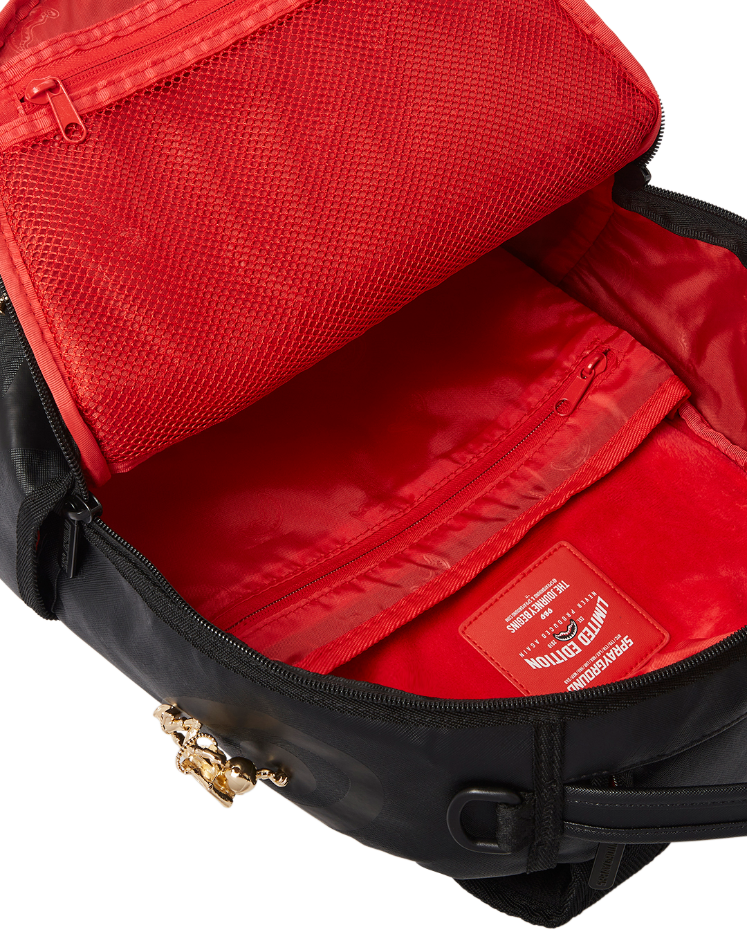 SPRAYGROUND THE LOST IN SPACE BACKPACK (10 3D GOLD METAL ASTRONAUTS)