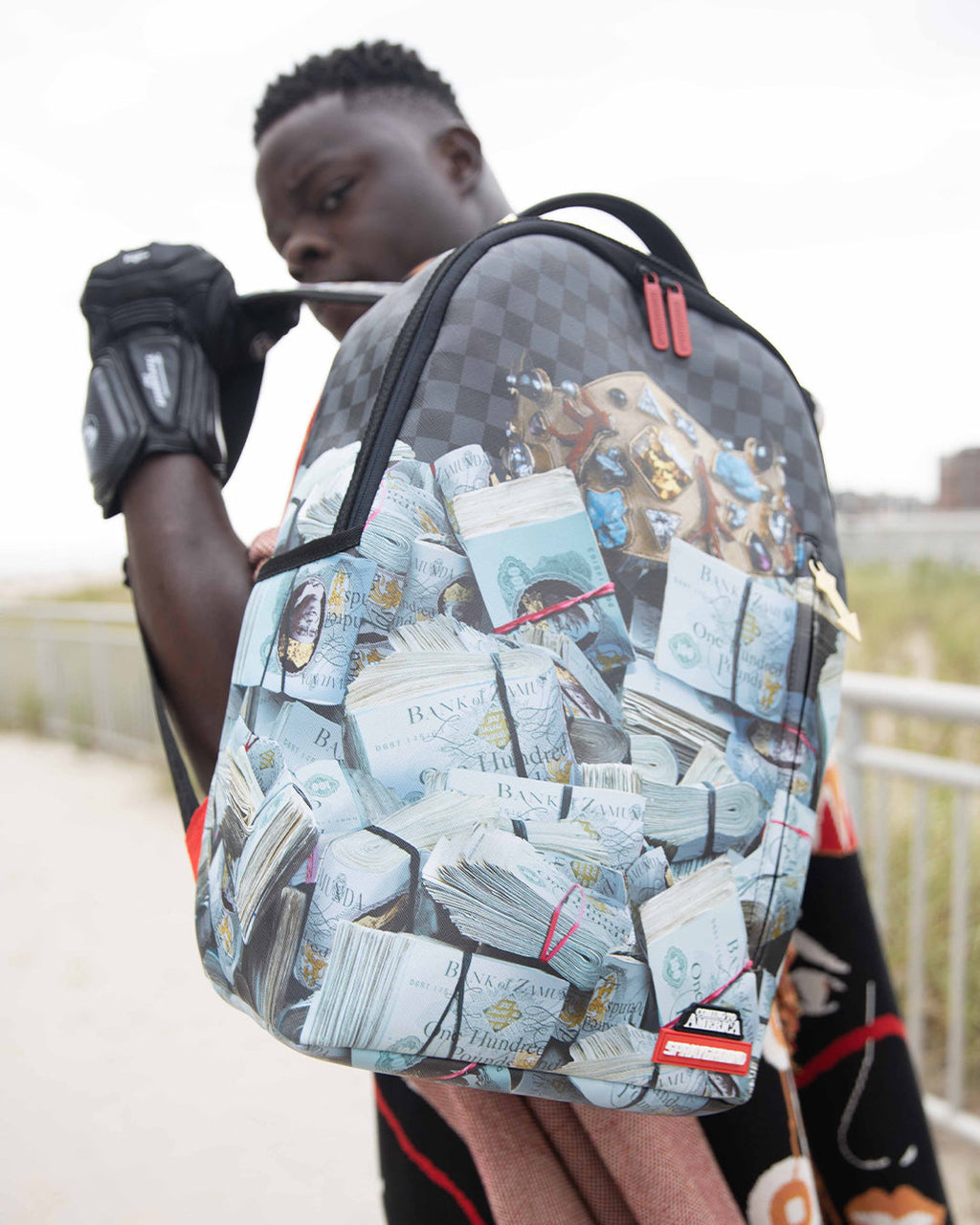 SPRAYGROUND BANK STACKS OF ZAMUNDA COMING 2 AMERICA BACKPACK