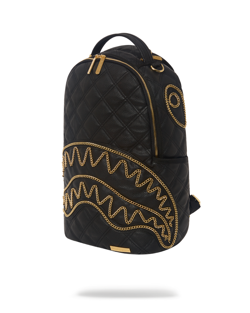 SPRAYGROUND NOIR QUILT GOLD CHAIN SHARK BACKPACK (DLXV)