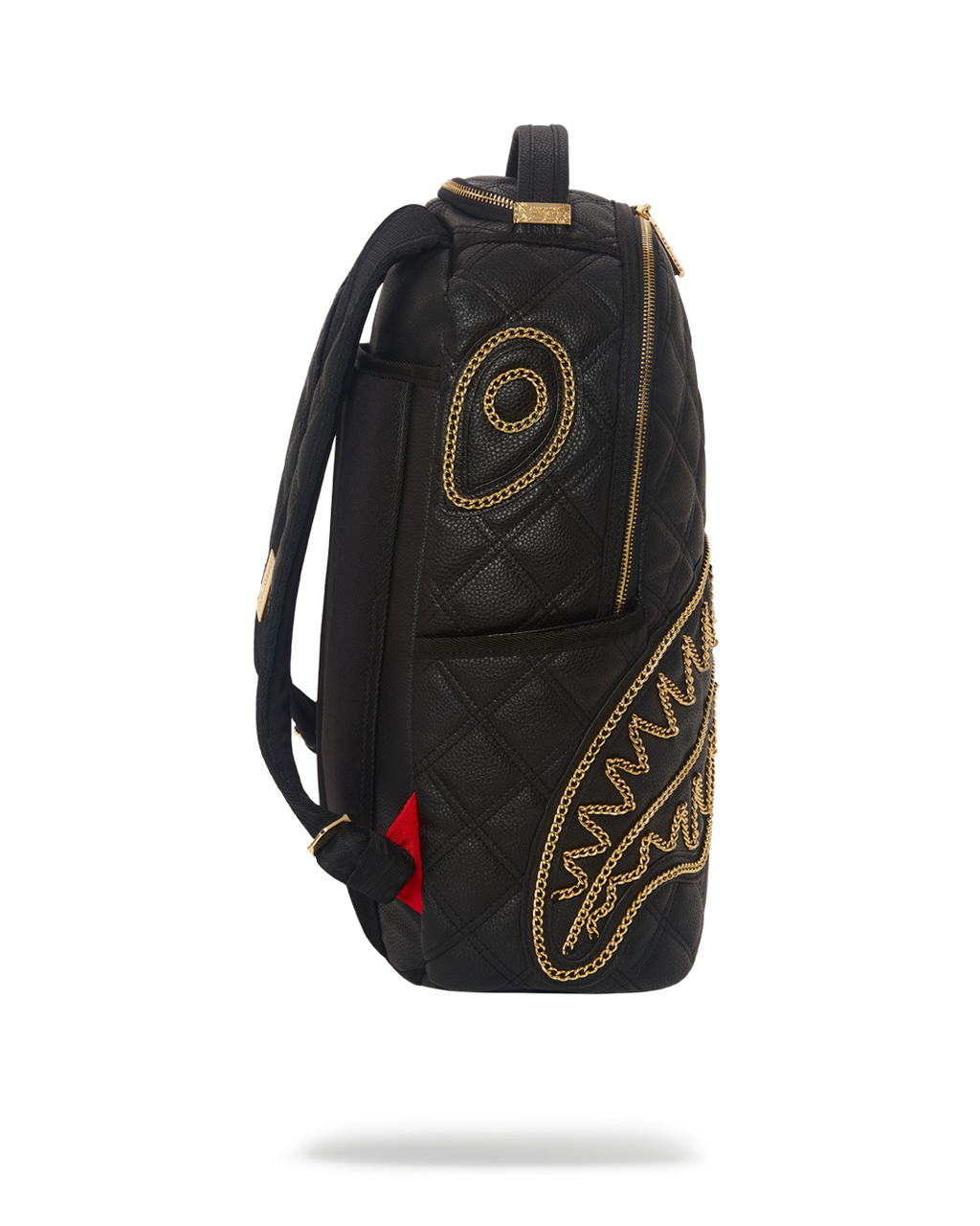 SPRAYGROUND NOIR QUILT GOLD CHAIN SHARK BACKPACK (DLXV)