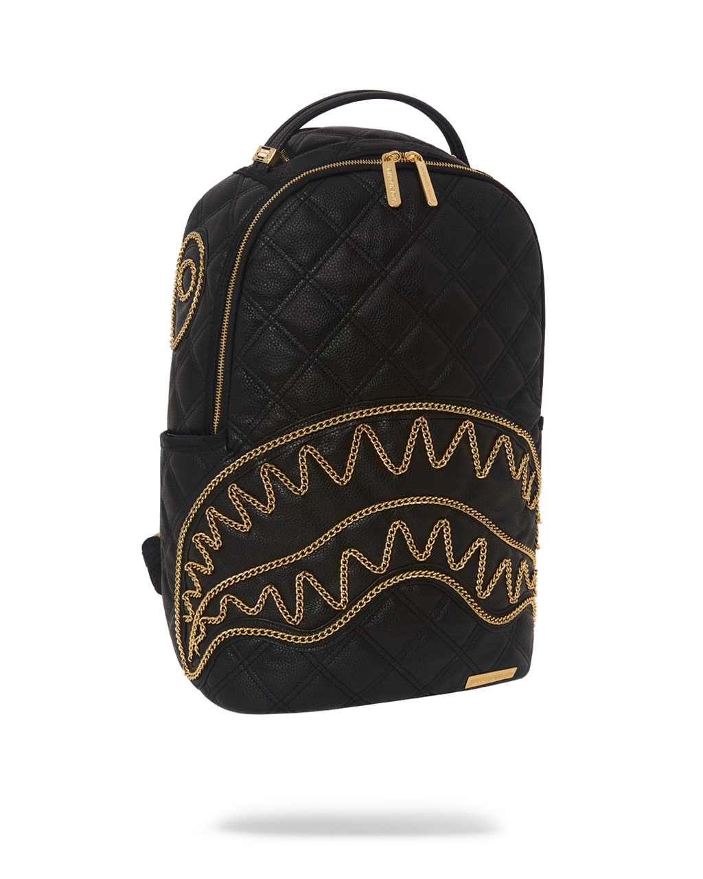 SPRAYGROUND NOIR QUILT GOLD CHAIN SHARK BACKPACK (DLXV)